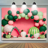 Lofaris Watermelon Theme Pink Cake Smash Photo Booth Backdrop